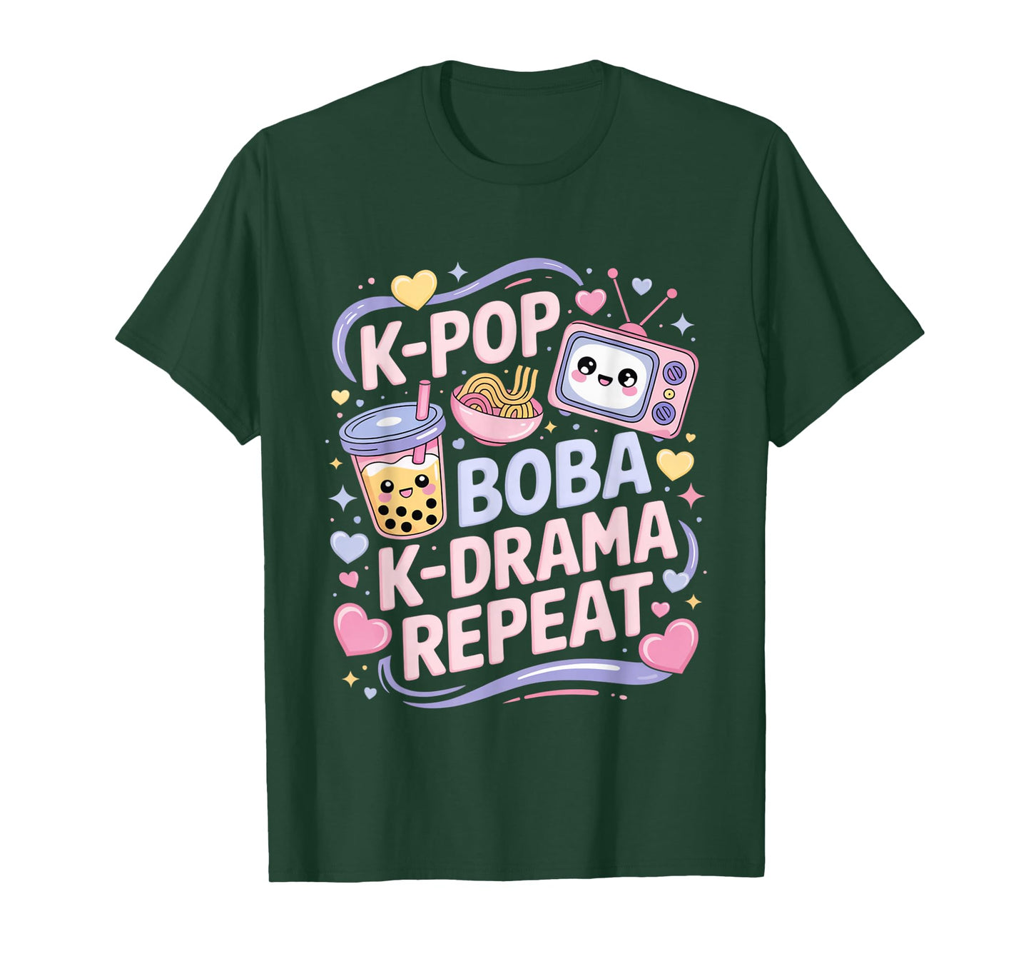 K-Pop Boba K-Drama Repeat K-POP Music Lover Kawaii Korean T-Shirt