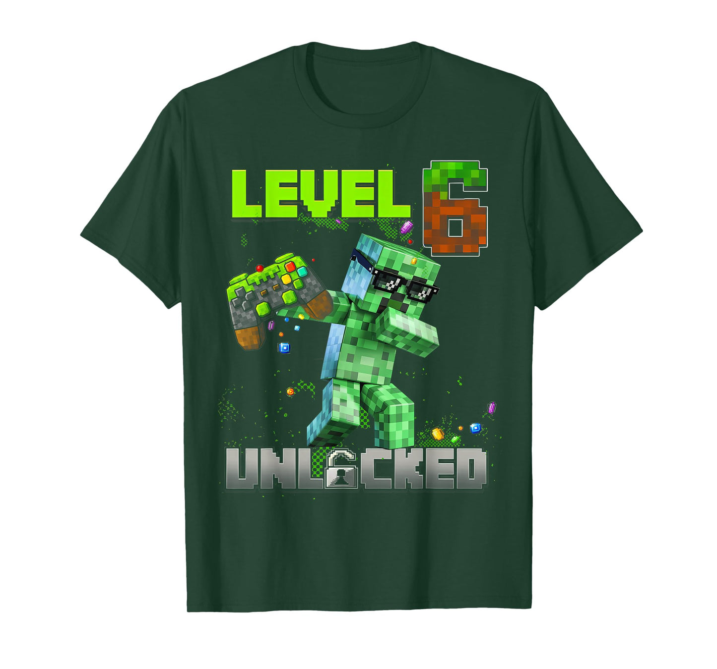 Level 6 Unlocked Funy Birthday Boy Pixel Gamer 6th Birthday T-Shirt