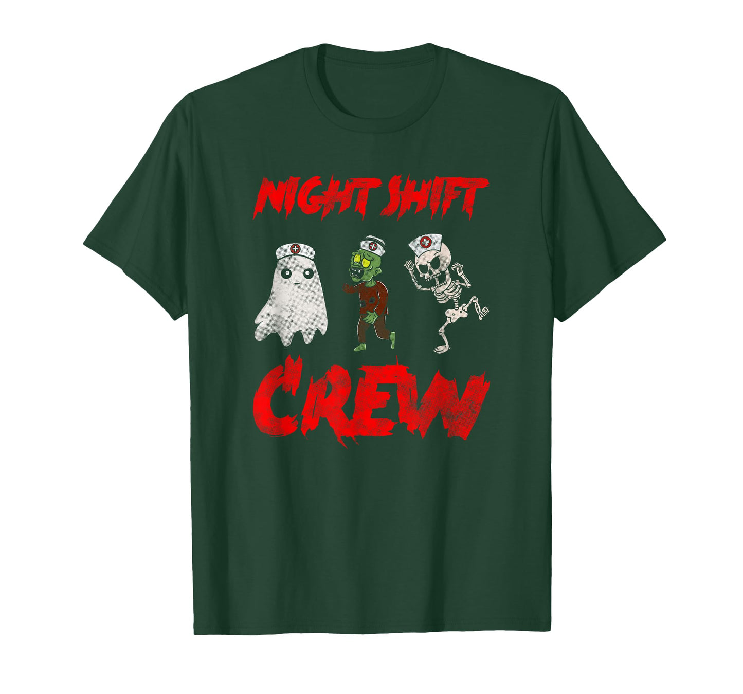 Night Shift Crew Ghost Skeleton Zombie Funny Halloween Nurse T-Shirt