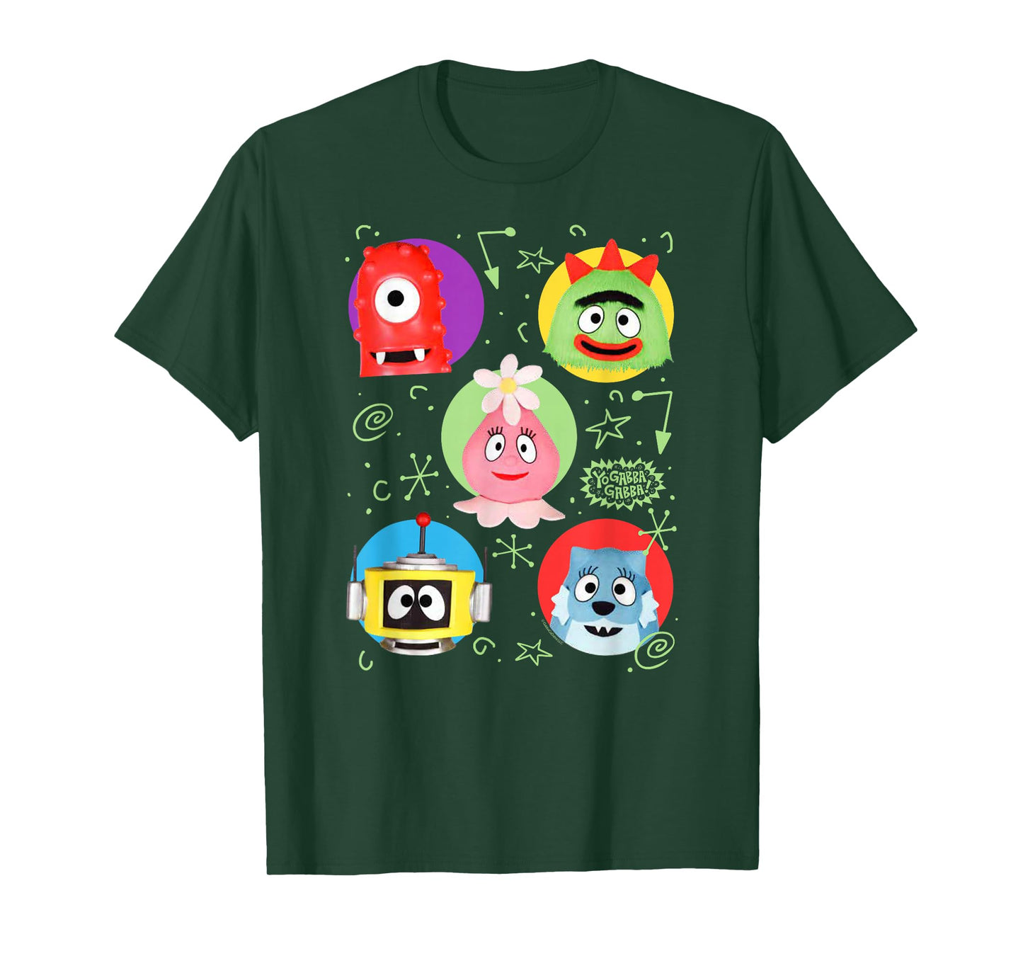 Yo Gabba Gabba! Colorful Friends with Doodles TV Show T-Shirt