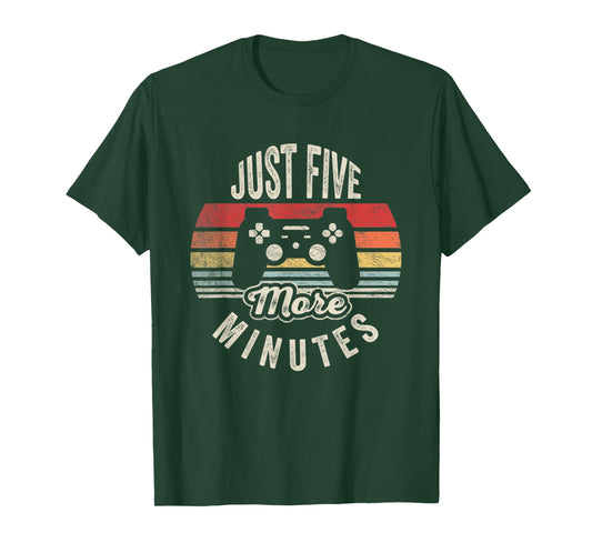 Retro Vintage Gamer Statement Just Five More Minutes T-Shirt