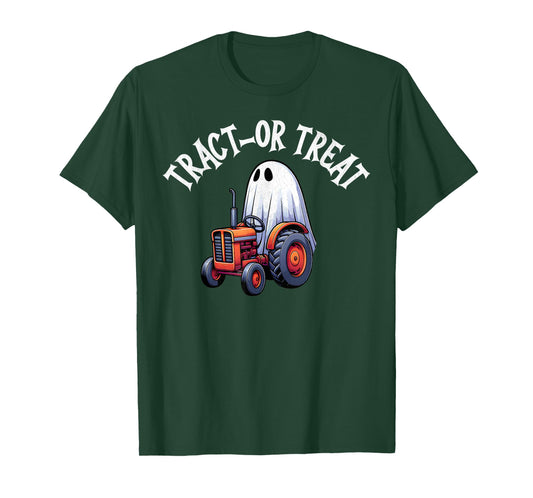 Funny Halloween Tractor Ghost Boys Kids Trick or Treat Farm T-Shirt