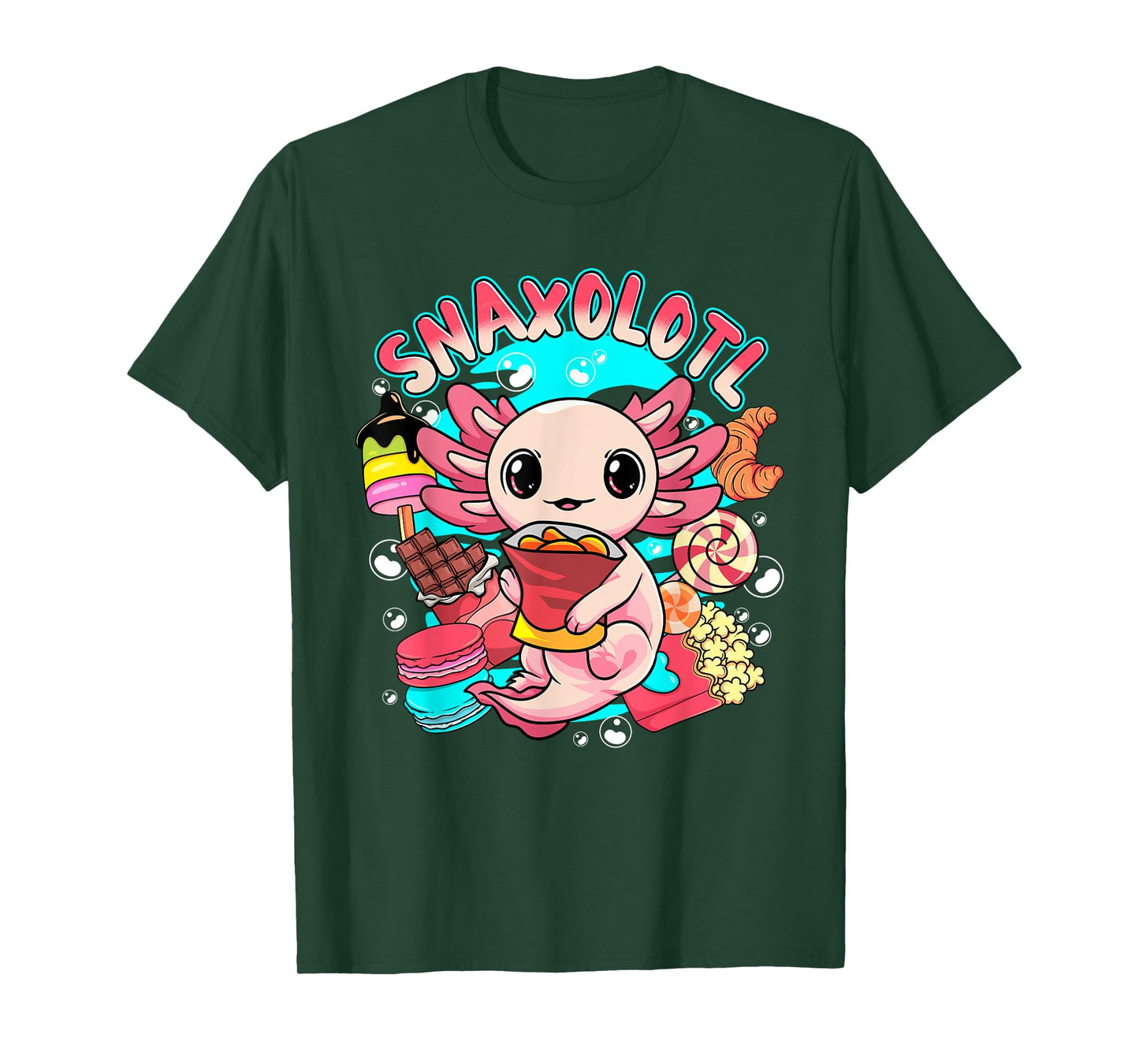 Cute Axolotl Lover Snaxolotl Food Sweets Kids Boys Girls T-Shirt