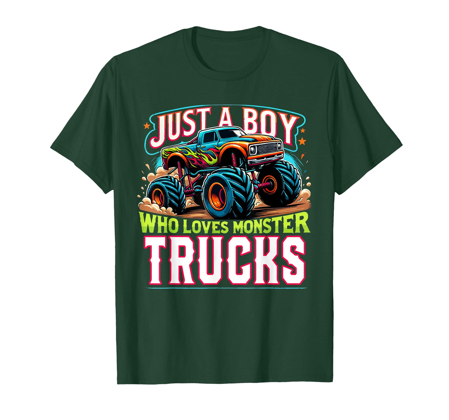 Just A Boy Who Loves Monster Truck Boys Monster Truck Lovers T-Shirt