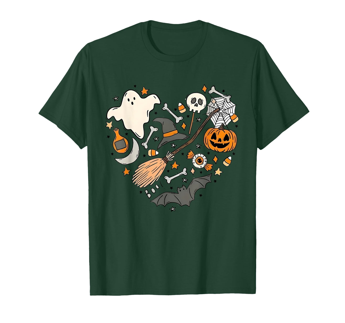 Halloween Doodle Heart Cute Halloween Costume Ghost Funny T-Shirt