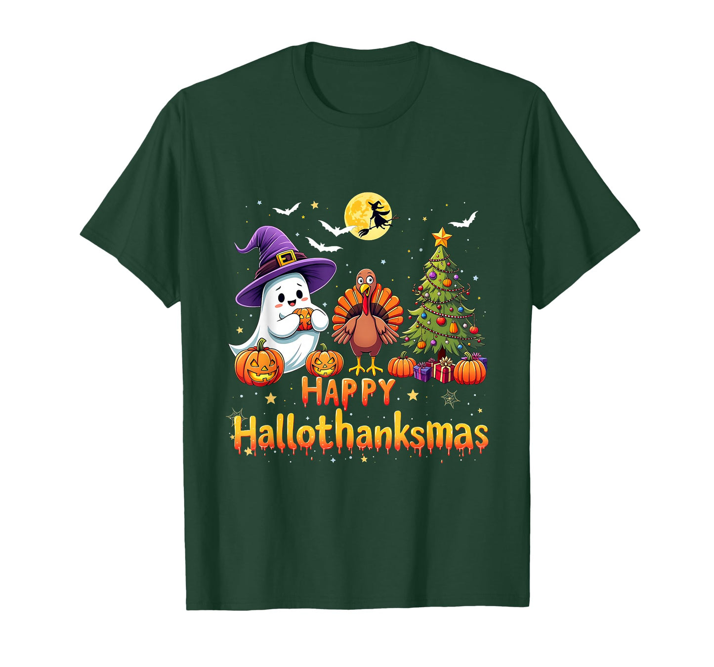 Vintage Happy Hallothanksmas Halloween Thanksmas T-Shirt