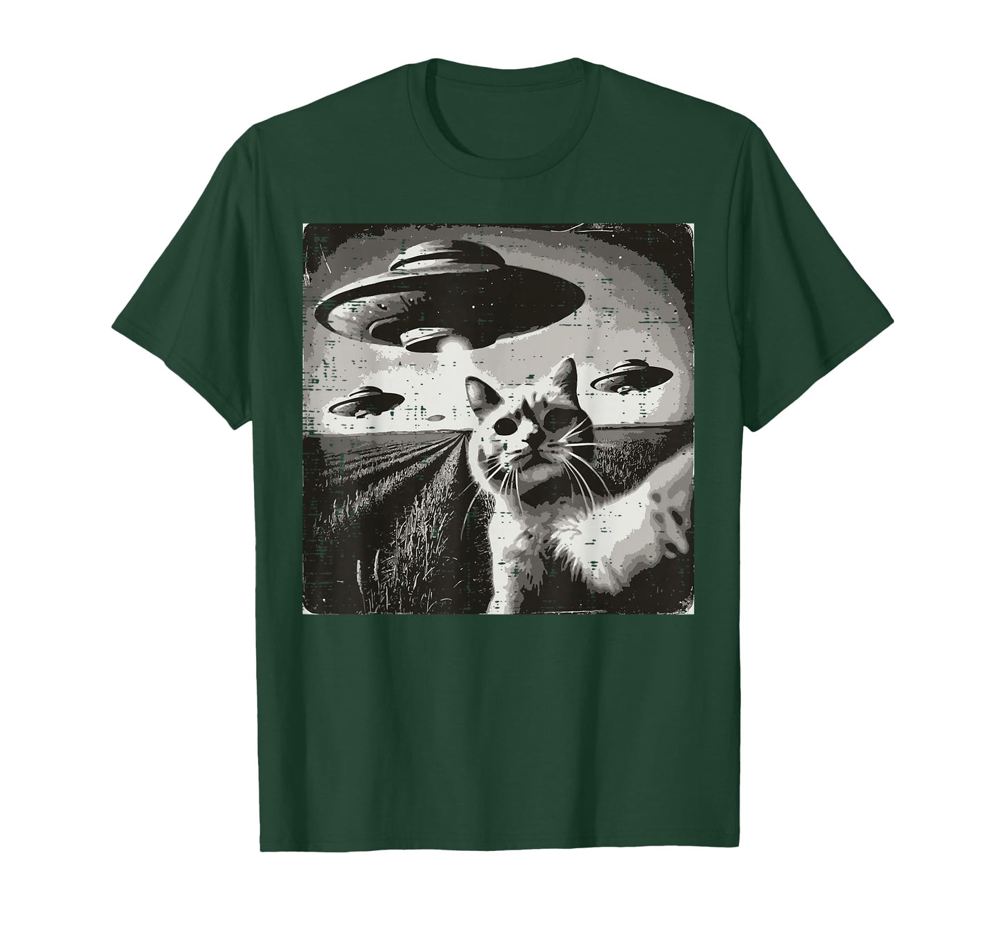 Cat Selfie Alien Ufo Funny Space Kitten Meme Men Women Kids T-Shirt