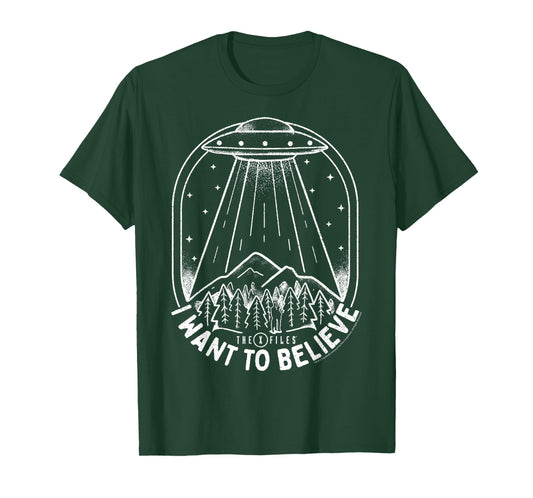 X-Files UFO I Want To Believe Distressed Silhouette Big Logo T-Shirt