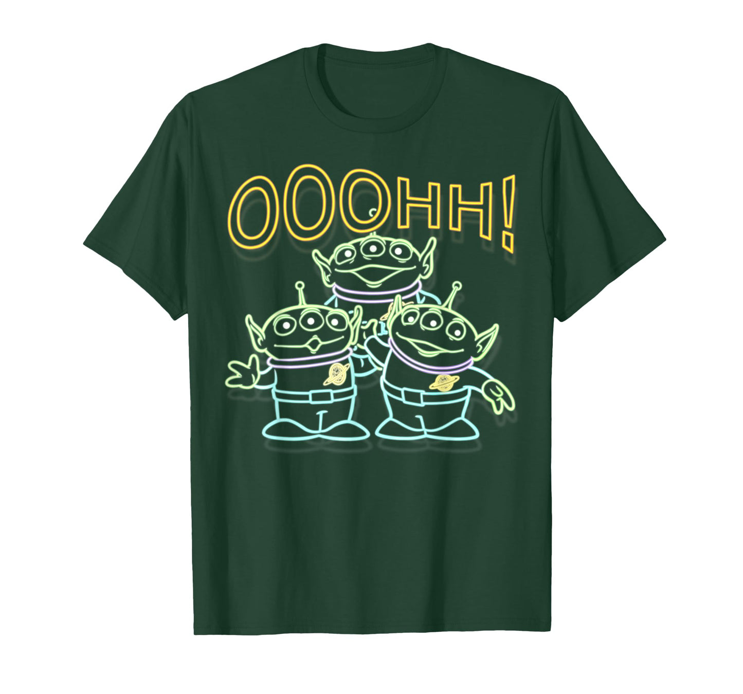 Disney Pixar Toy Story Neon Aliens Ooohh Outline Portrait T-Shirt