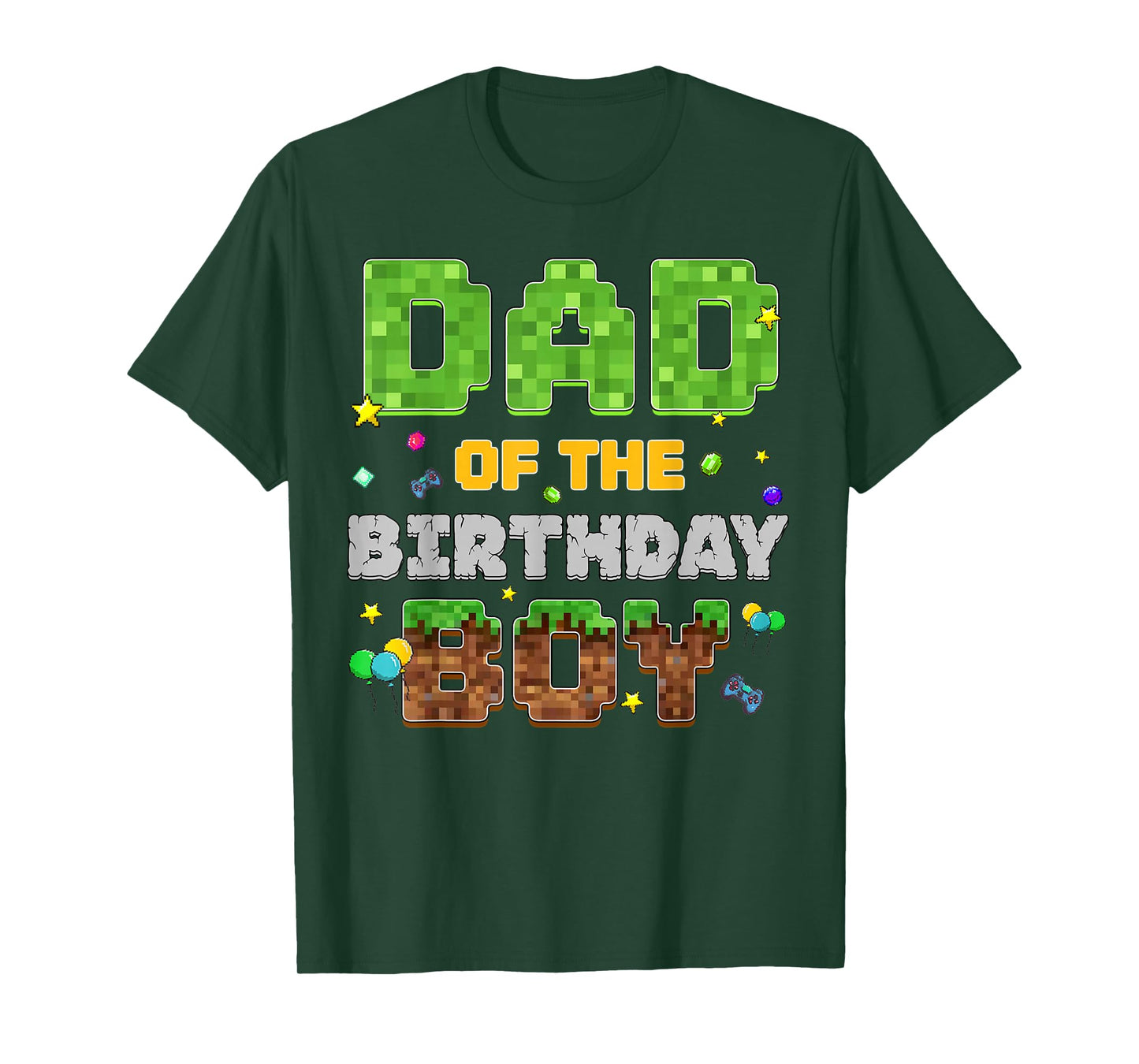 Dad Of The Birthday Boy Pixel Gamer Party Matching Family T-Shirt