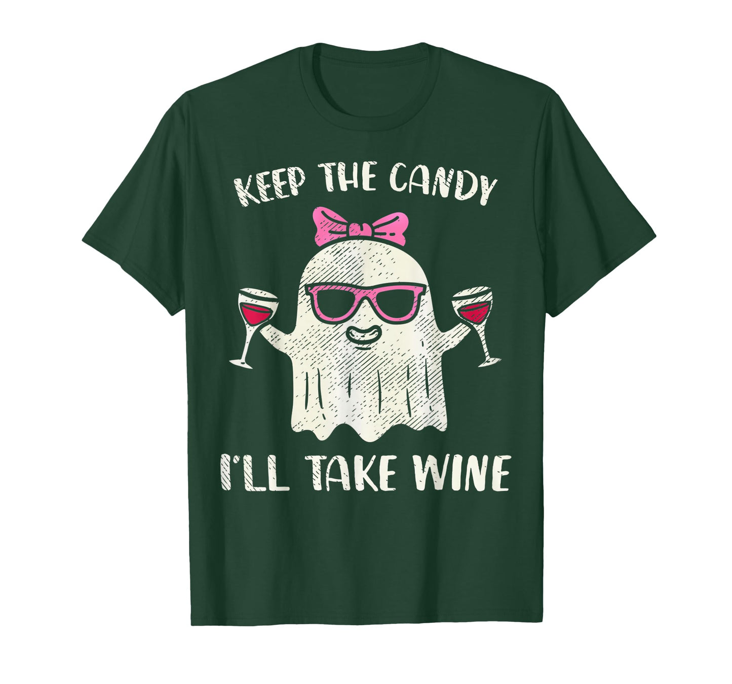 Keep The Candy I'll Take Wine Funny Halloween Girl Ghost T-Shirt