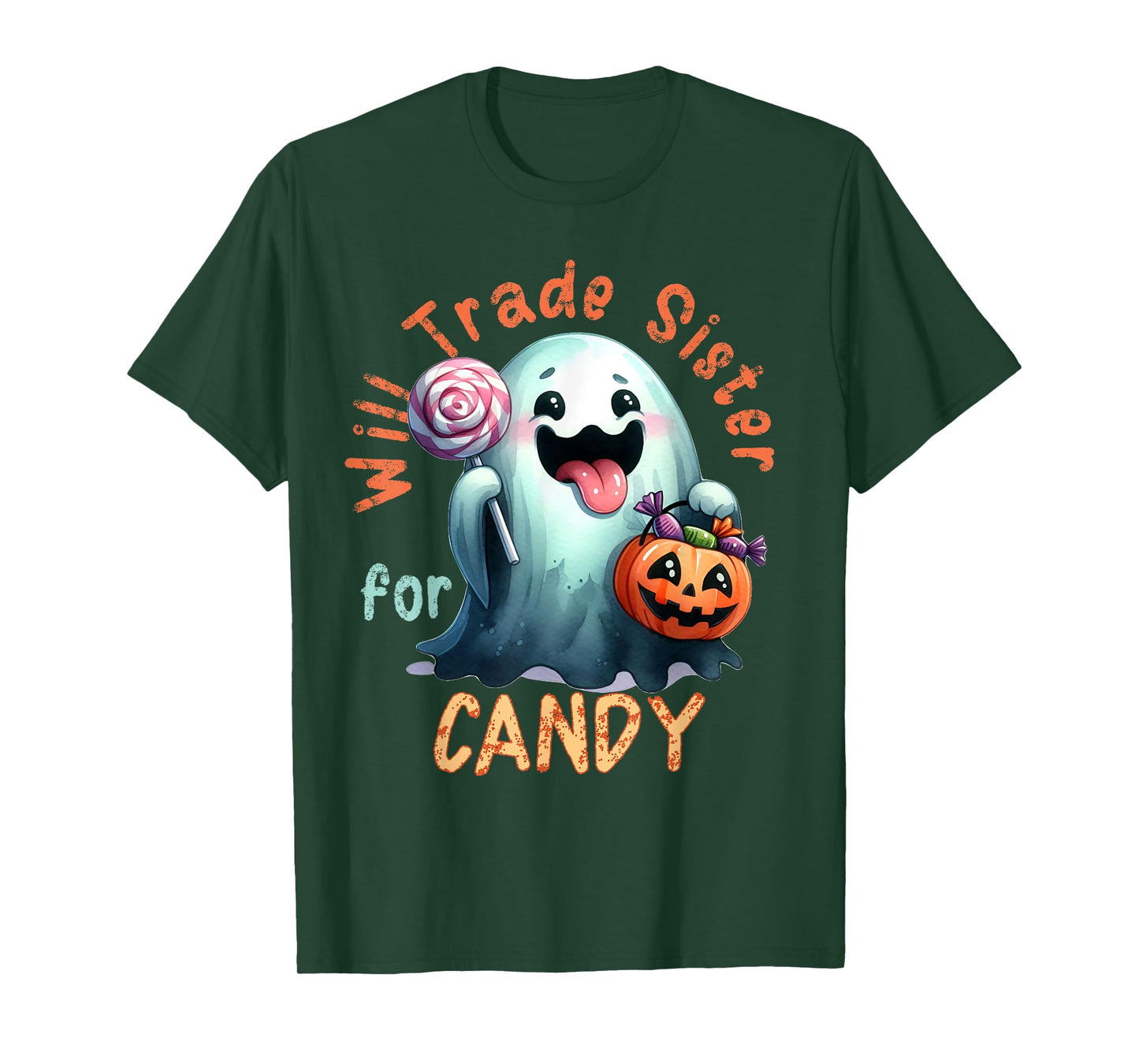 Halloween Will Trade Sister For Candy Ghost Kid Girl Boy T-Shirt