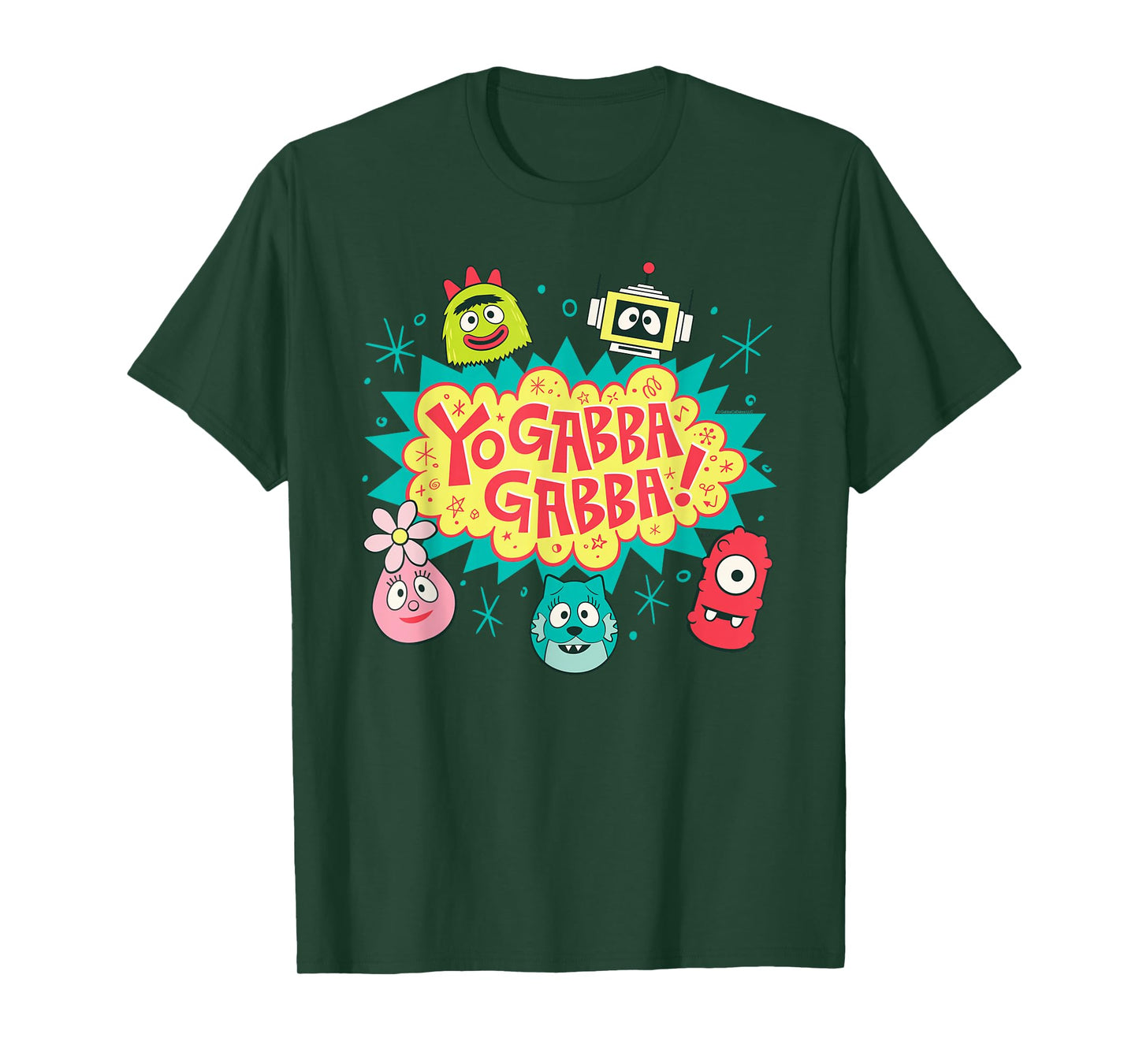 Yo Gabba Gabba! Logo with Character Heads TV Show T-Shirt