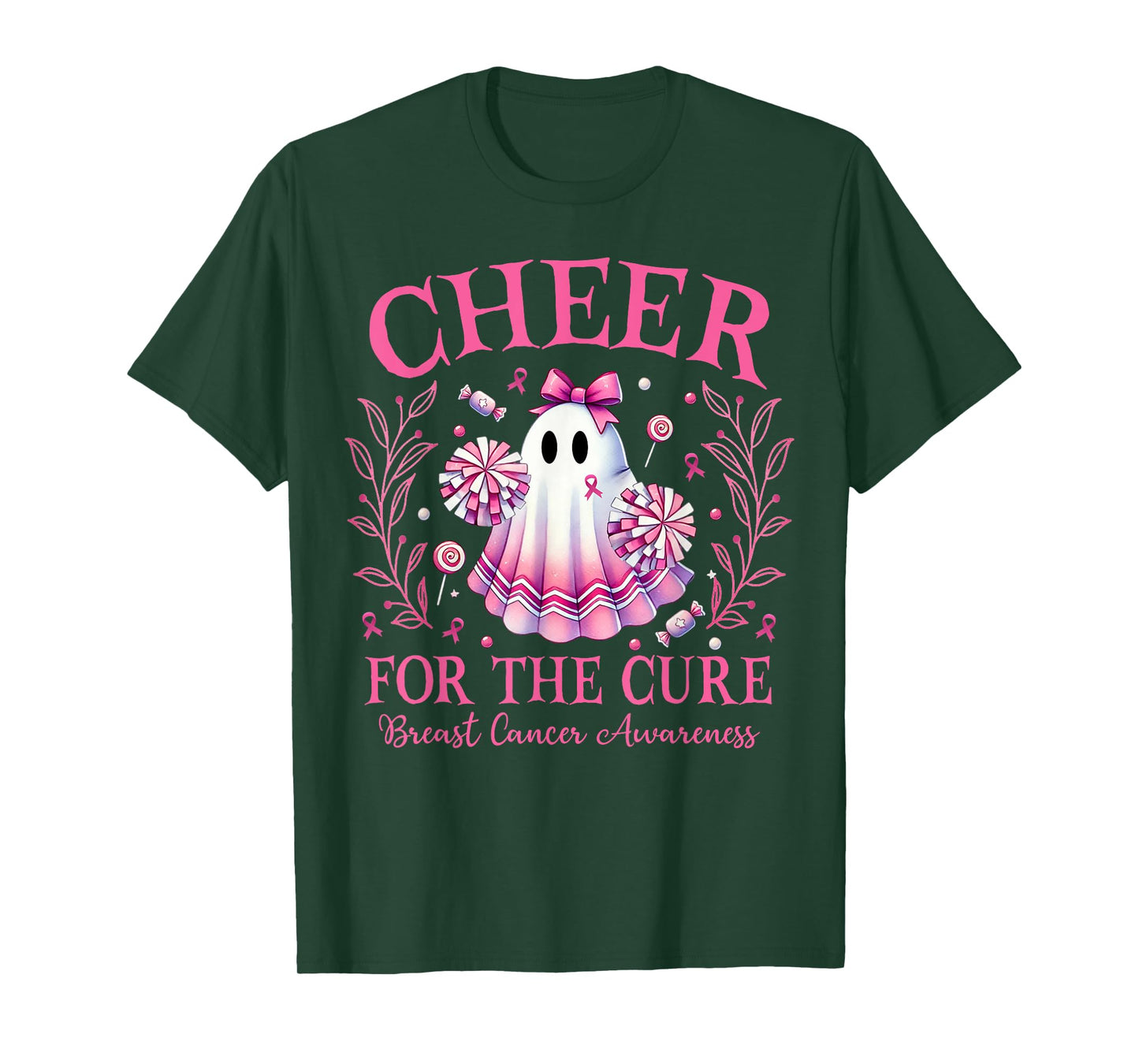 Cheer for the Cure Breast Cancer Awareness Halloween Ghost T-Shirt