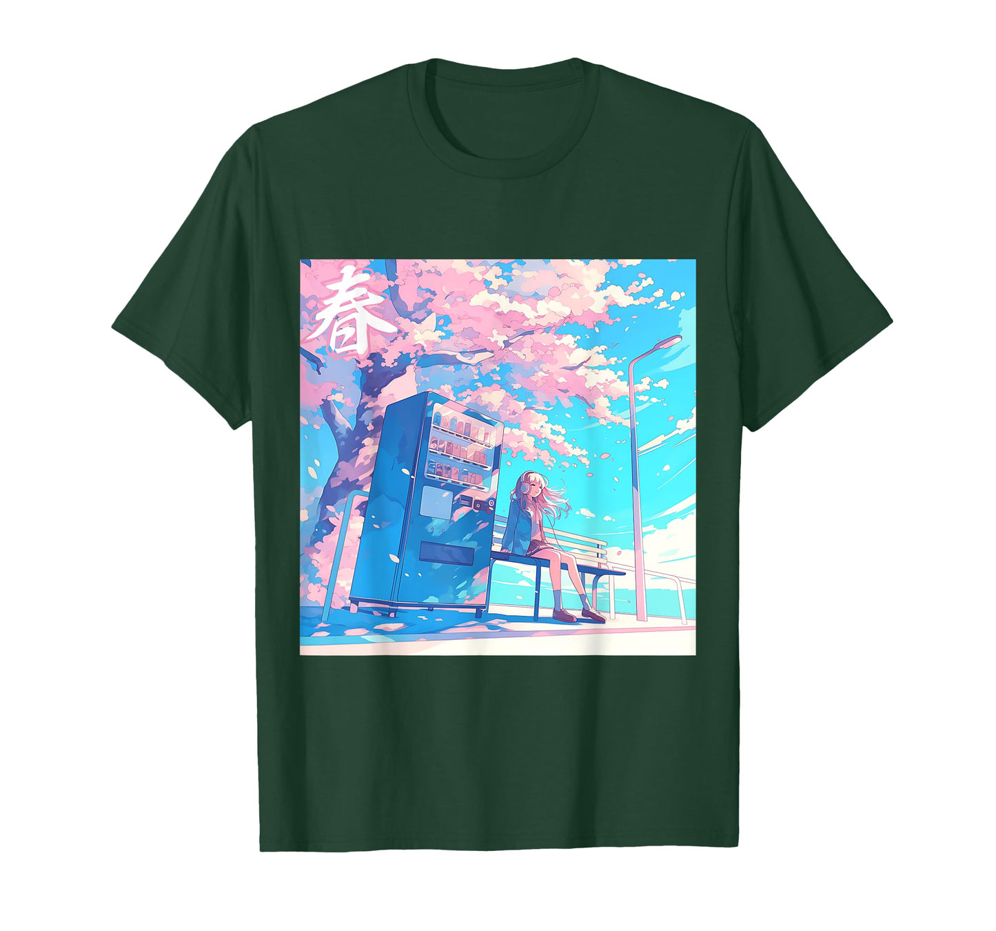 Spring Girl Under Cherry Blossom Tree Otaku Lofi Aesthetic T-Shirt