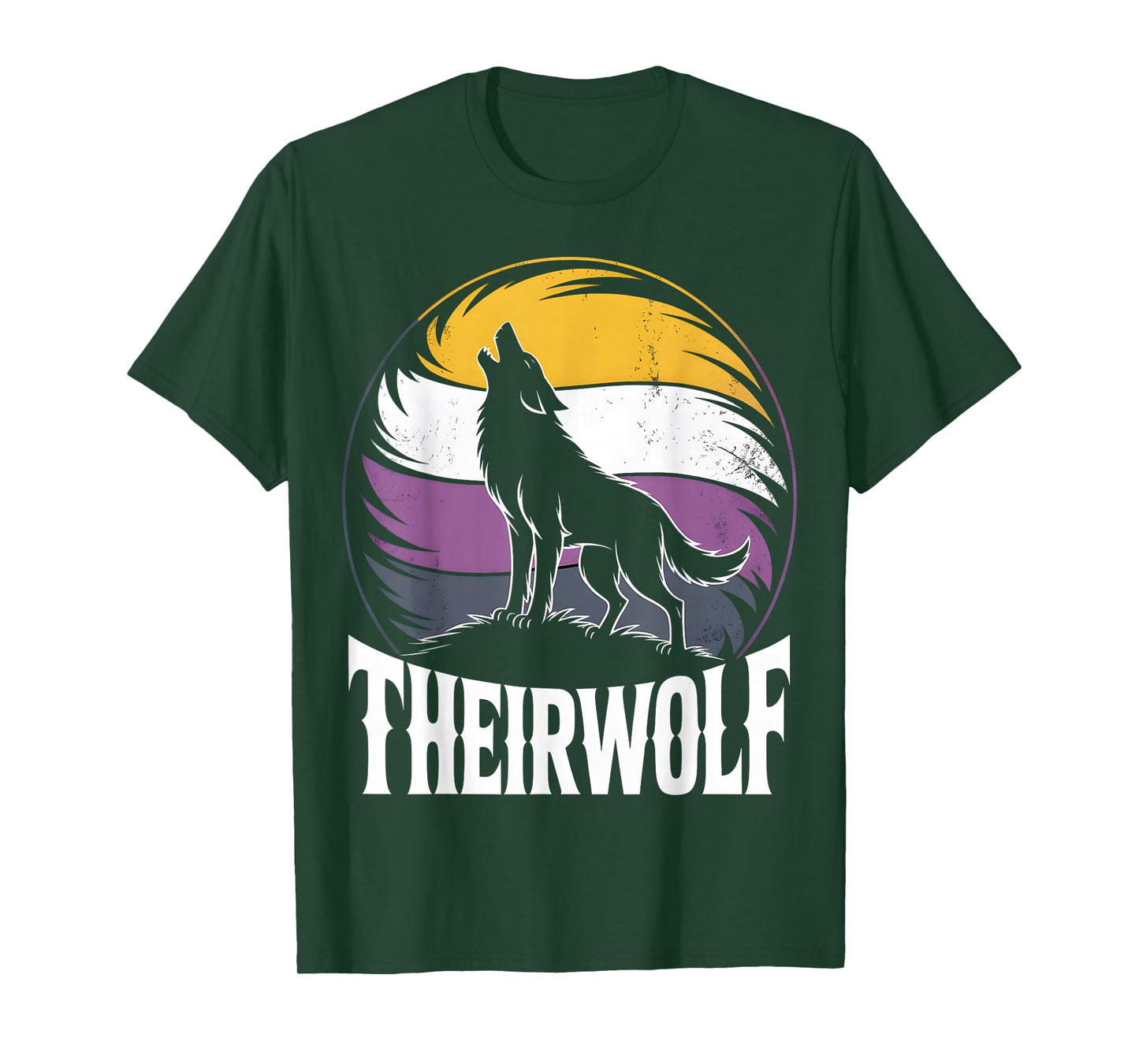 Theirwolf Non-Binary Pride Werewolf T-Shirt