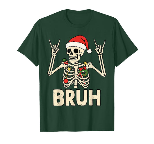 Christmas Bruh Rocker Skeleton Funny Xmas Men Women Kids T-Shirt
