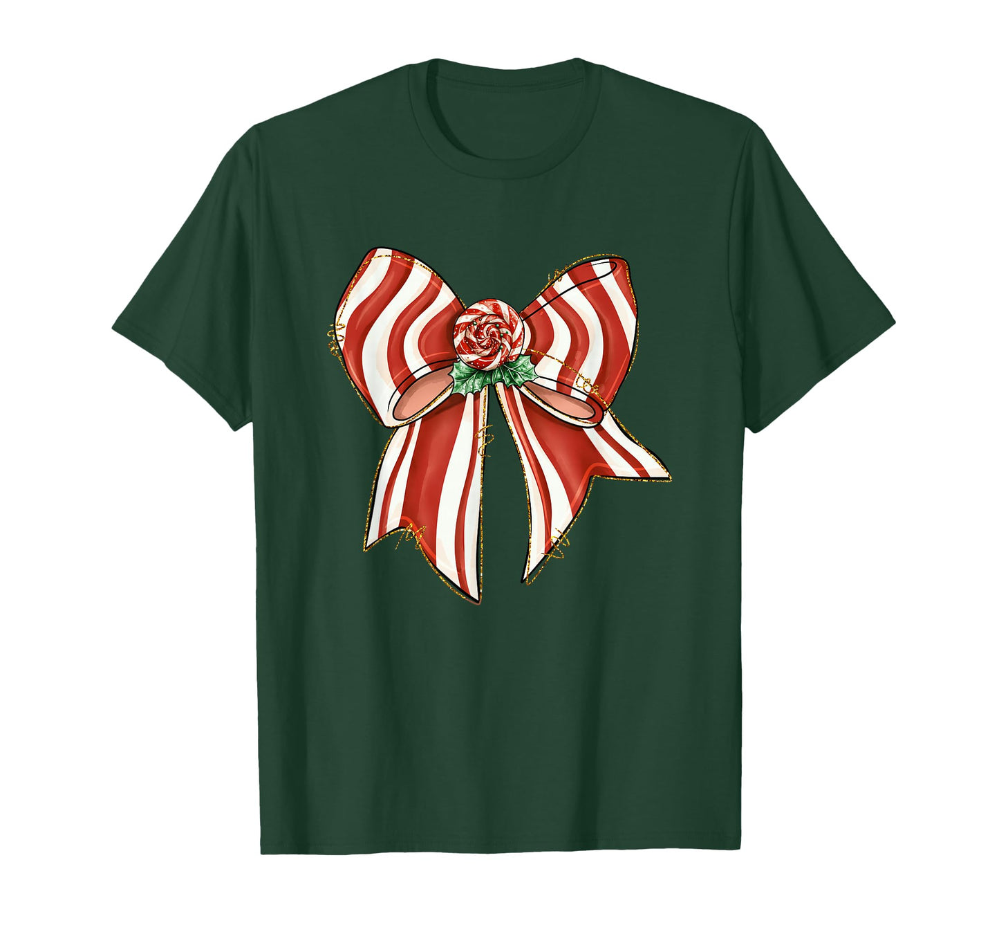 Candy Cane Bow Peppermint Christmas Joy T-Shirt