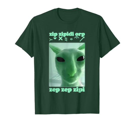 Funny Alien Cat Dank Meme Cringe Cat Woman Man Kids T-Shirt