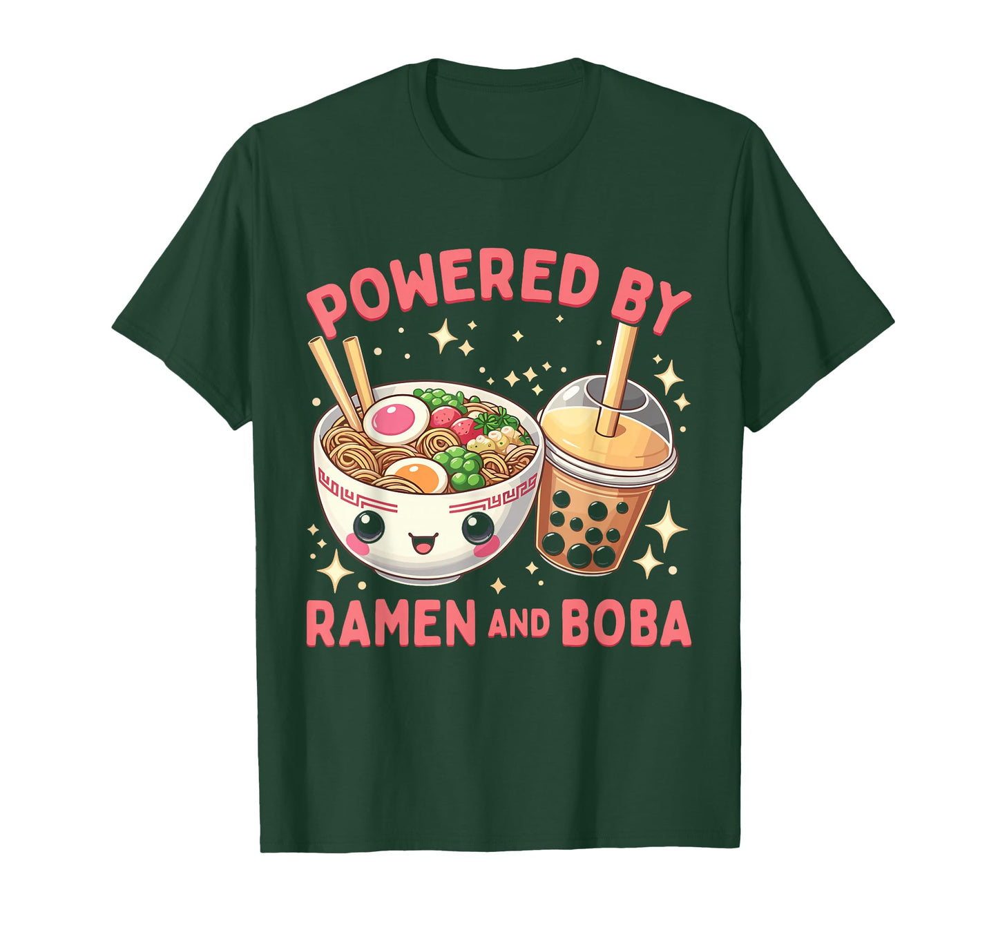 Powered by Ramen and Boba Ramen Boba Bubble Tea T-Shirt