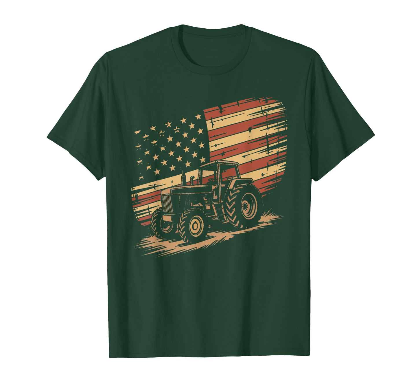 Patriotic Tractor US USA American Flag Farmer Farming Men T-Shirt
