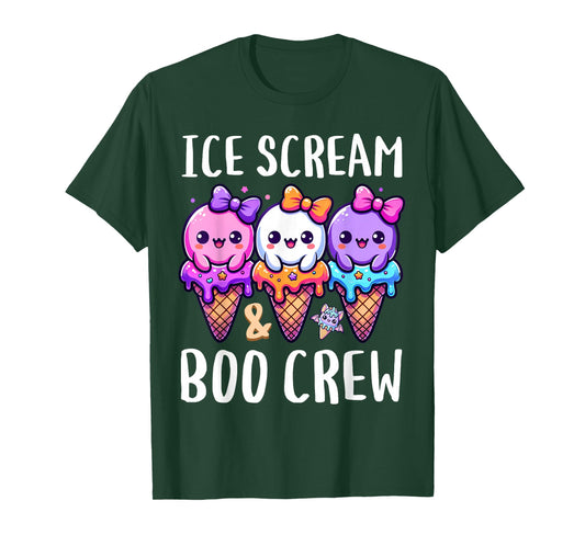 Spooky Cute Ice Scream Boo Crew Ghost Squad T-Shirt