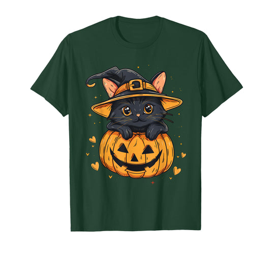 Halloween Black Cat Jack O’ Lanterns Pumpkin Cat Lover T-Shirt
