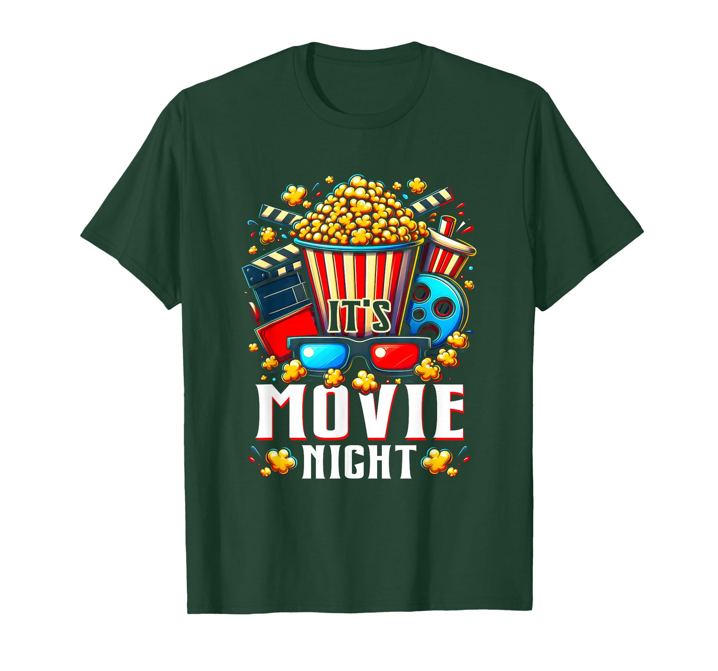 Humorous Movie Lover It's Movie Night With Popcorn Cinema T-Shirt
