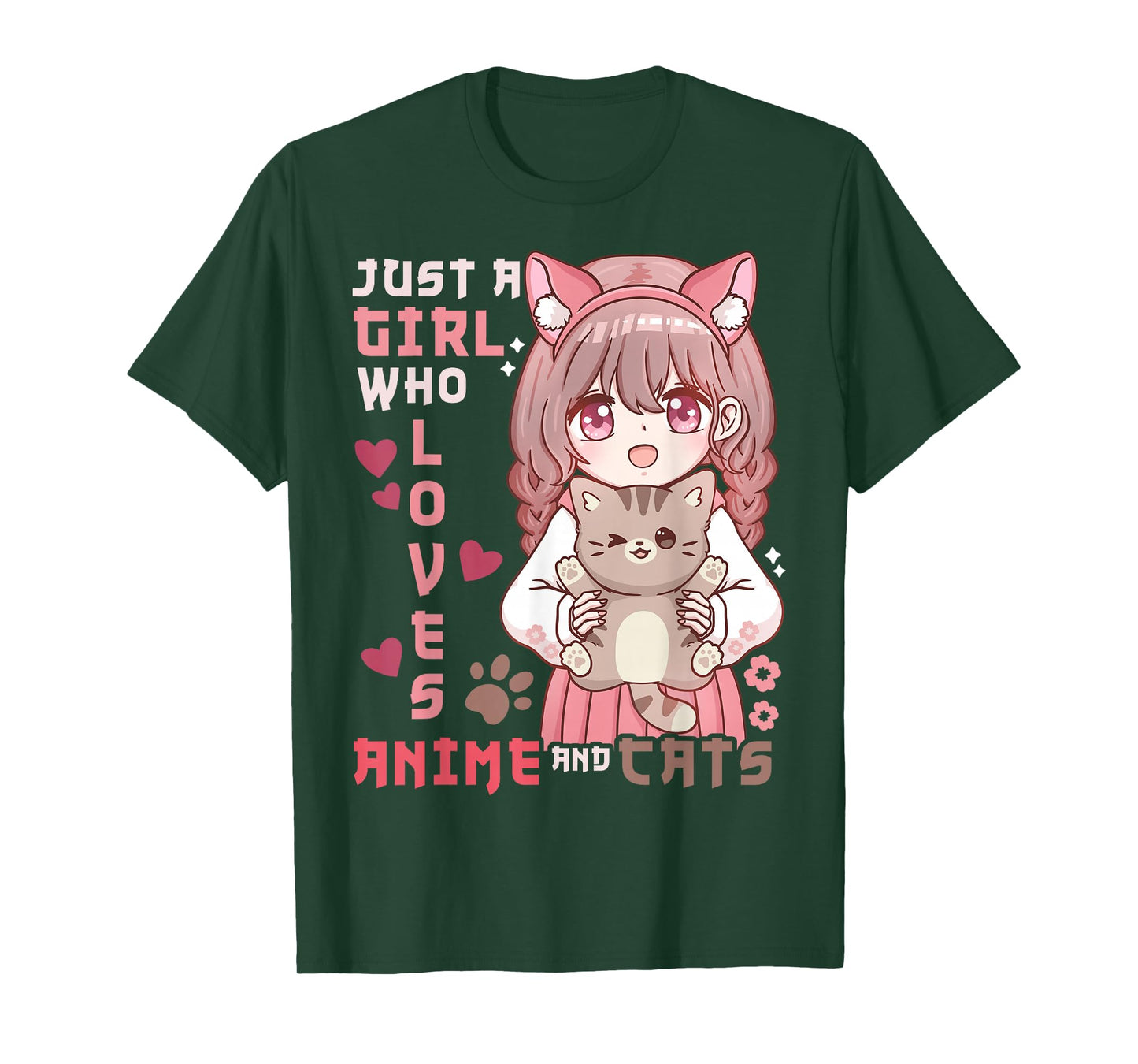Anime Cat Girl Just a Girl Who Loves Anime and Cats T-Shirt