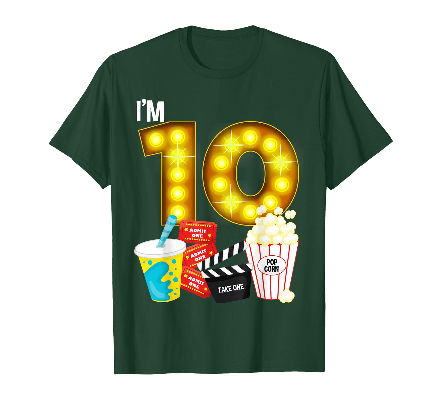 Movie Night Party 10th Birthday Movie Theme Kids Birthday T-Shirt
