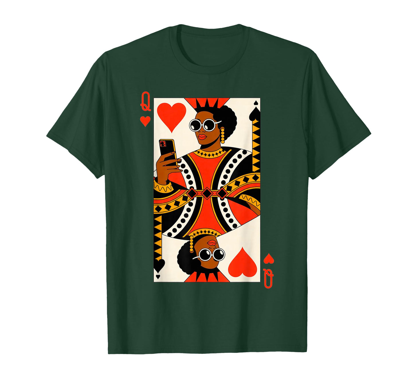 Queen of Hearts Card Black Woman Melanin Pride African Gifts T-Shirt