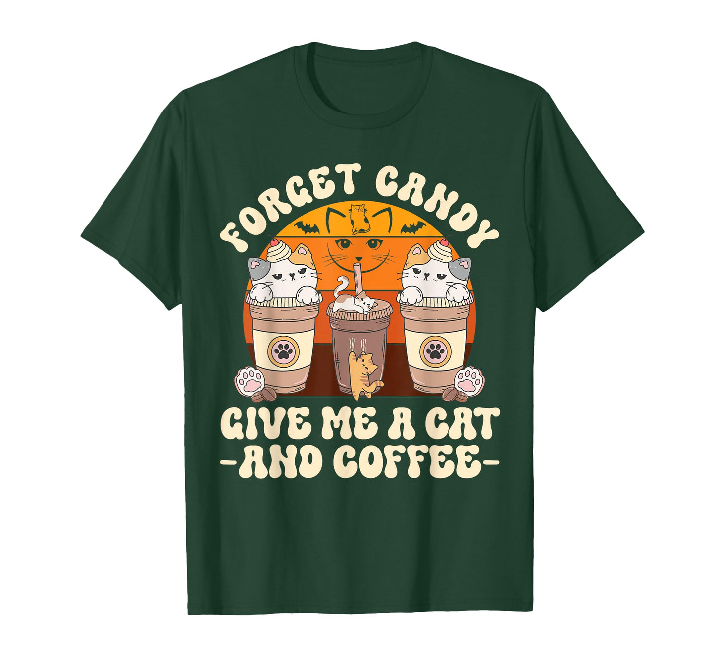 Forget Candy Give Me Cat and Coffee Halloween T-Shirt