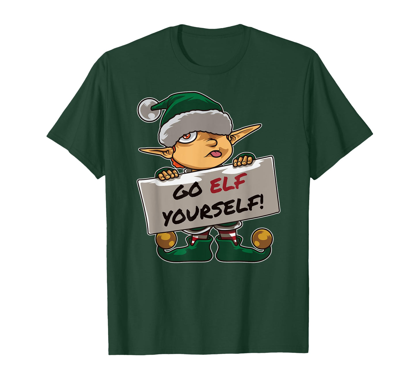 Christmas Bad Elf Dirty Pun "Go Elf Yourself" Provocative T-Shirt