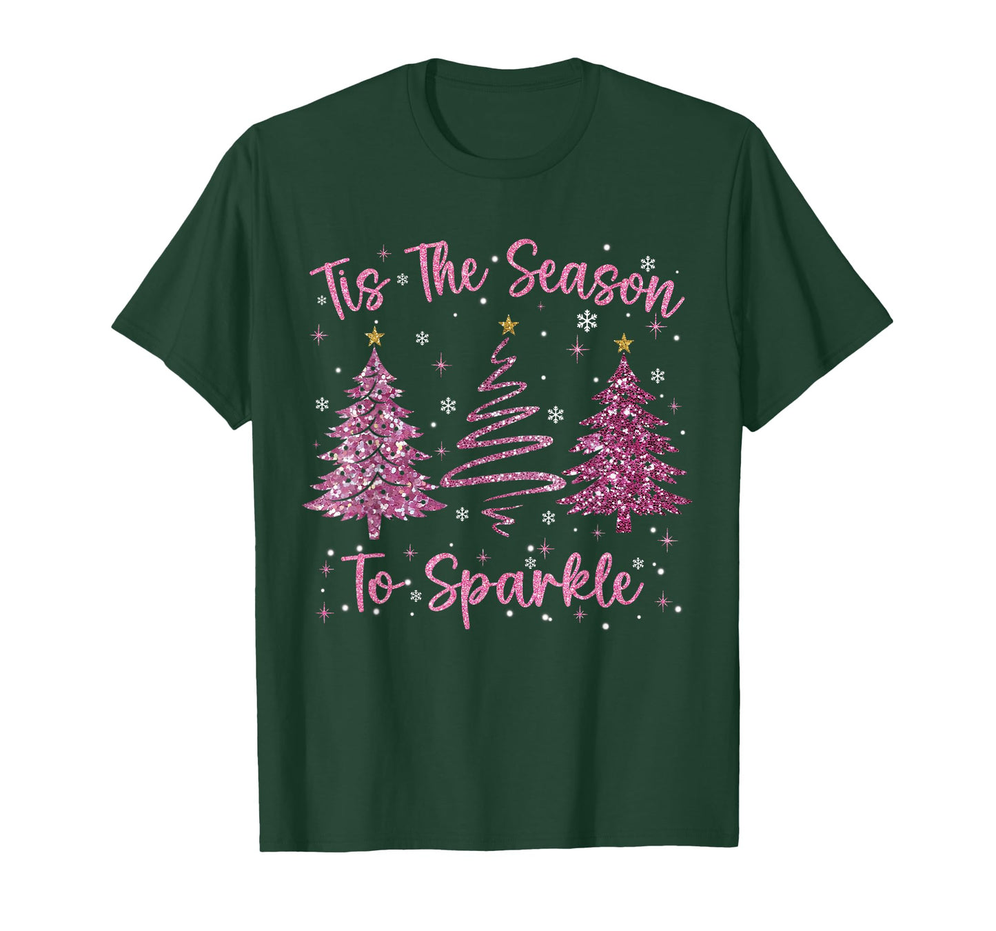 Tis The Season Sparkle Christmas Tree Xmas Women Girl T-Shirt