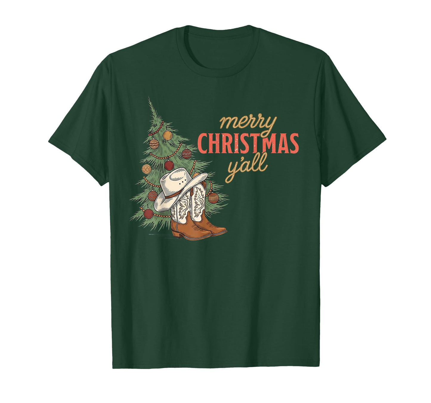 Merry Christmas Y’All Western Cowboy Holiday Men Women Kids T-Shirt