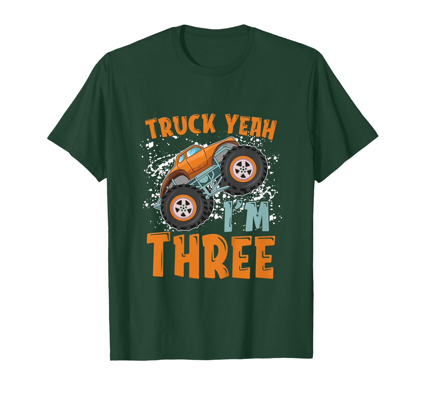 Truck Yeah I'm Three 3rd Birthday Monster Truck Themed T-Shirt