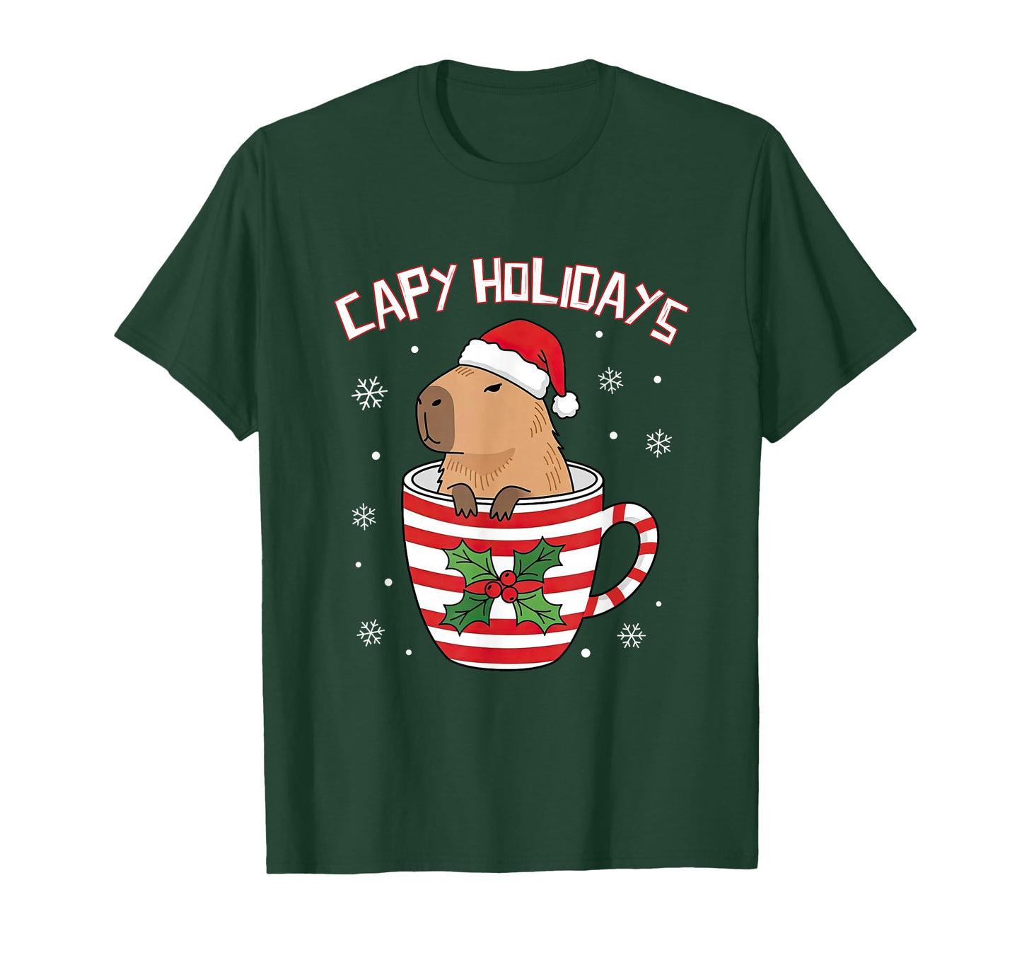 Capy Holidays Christmas Capybara Santa Hat Xmas Boys Girls T-Shirt