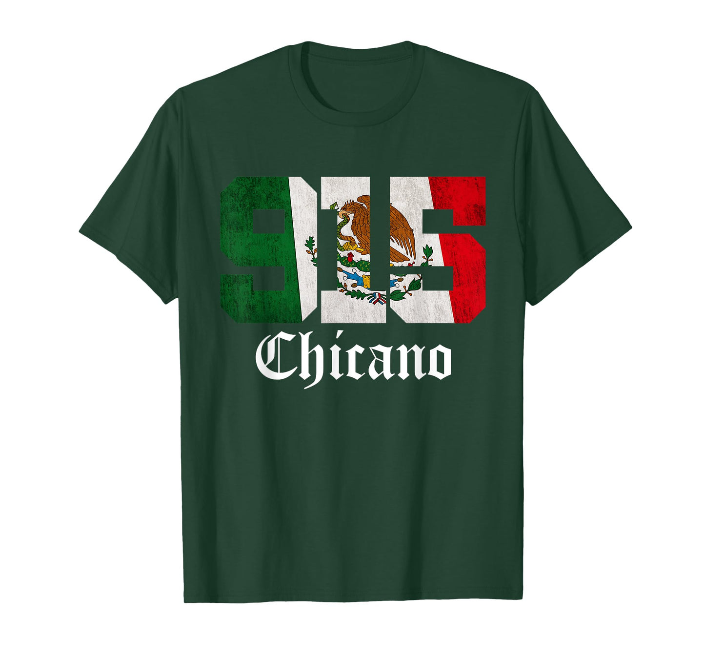 Mens Mexican Flag Chicano Apparel Texas 915 Area Code T-Shirt