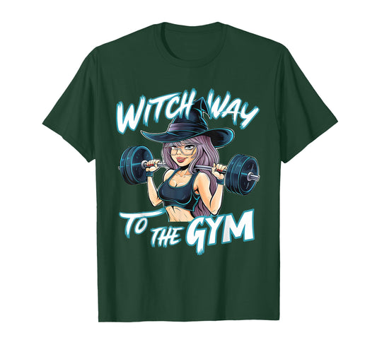 Witch Way to the Gym Halloween Workout Fitness Anime T-Shirt