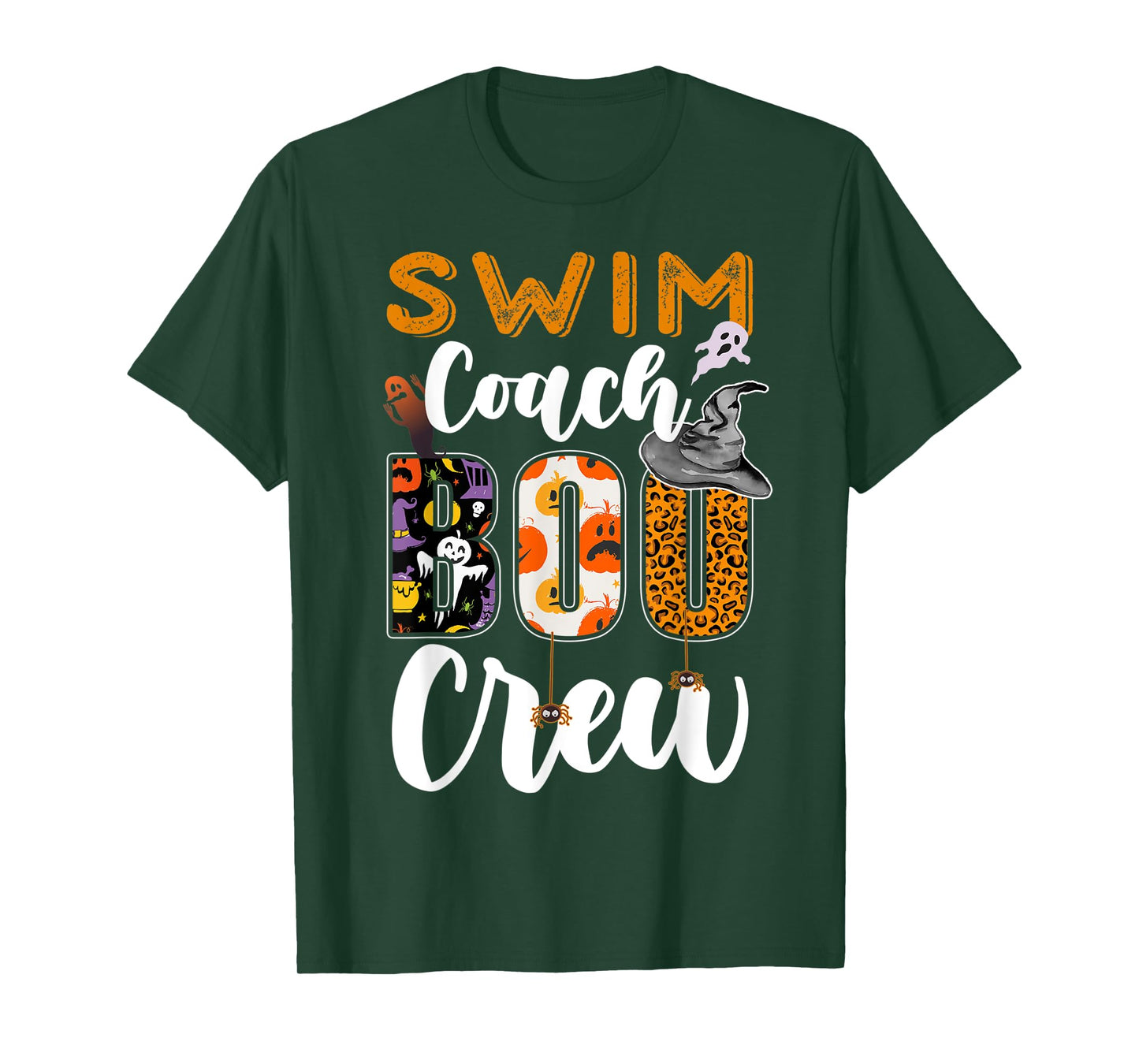 Swim Coach Boo Crew Ghost Funny Swimmer Halloween Matching T-Shirt