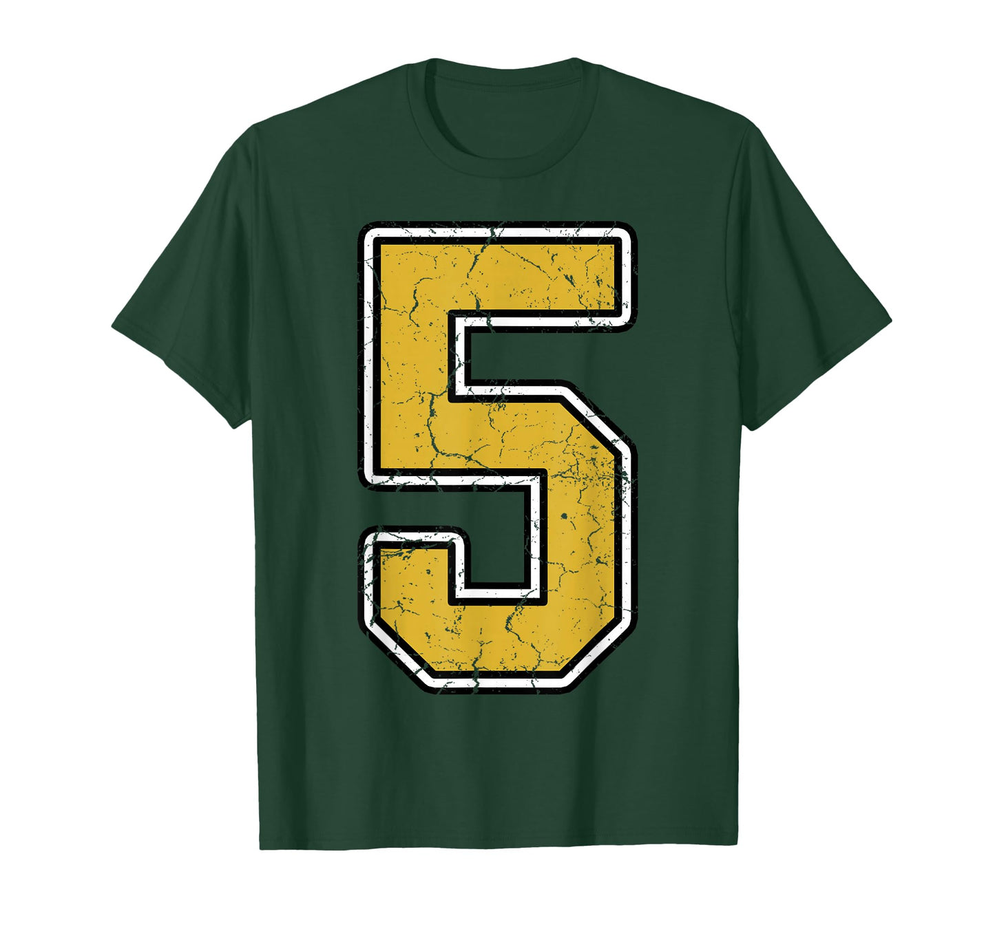 Old Gold Black White Sports Number 5 Jersey Uniform Player T-Shirt