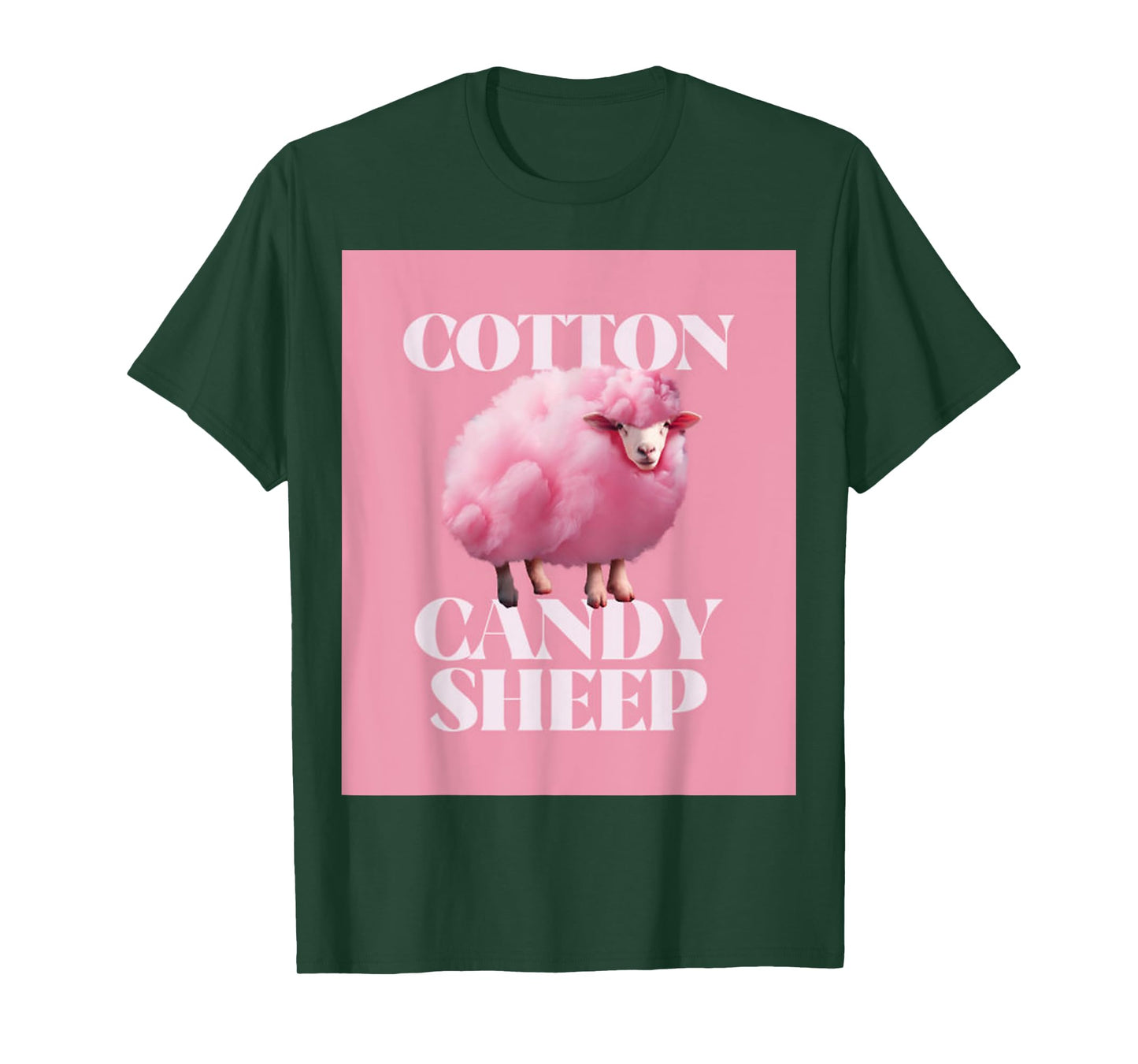 Fun Cute Fluffy Pink Sheep Design T-Shirt