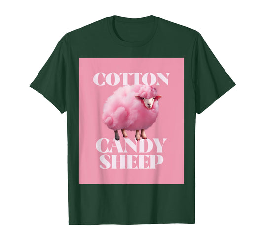 Fun Cute Fluffy Pink Sheep Design T-Shirt