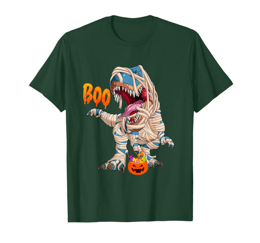 BOO Halloween Ghost Skeleton Dinosaur T-Rex T-Shirt