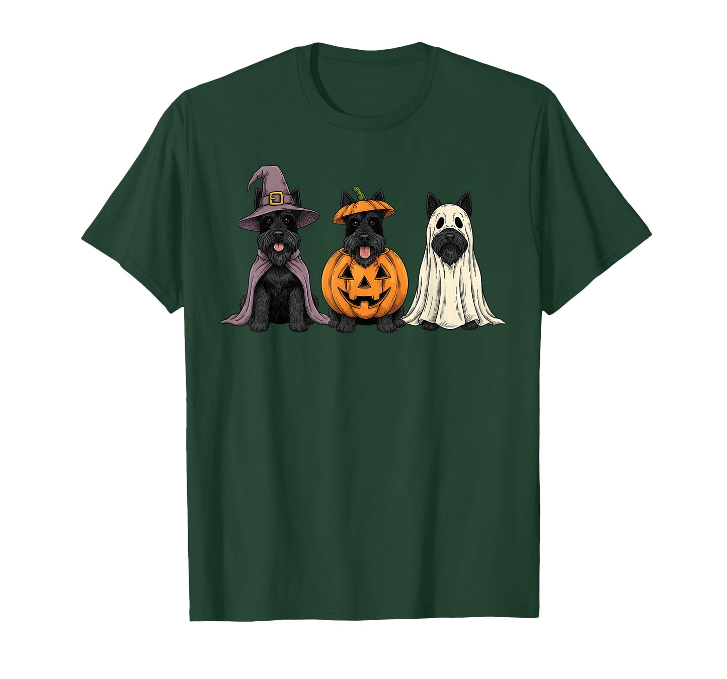 Spooky Ghost Scottish Terrier Pumpkin Halloween Dog Lover T-Shirt