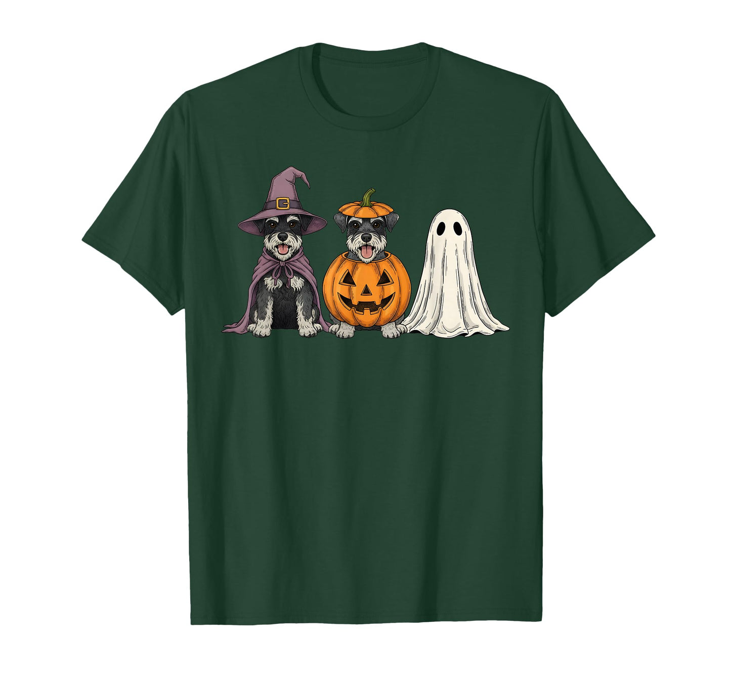 Spooky Ghost Miniature Schnauzer Pumpkin Halloween Dog Lover T-Shirt