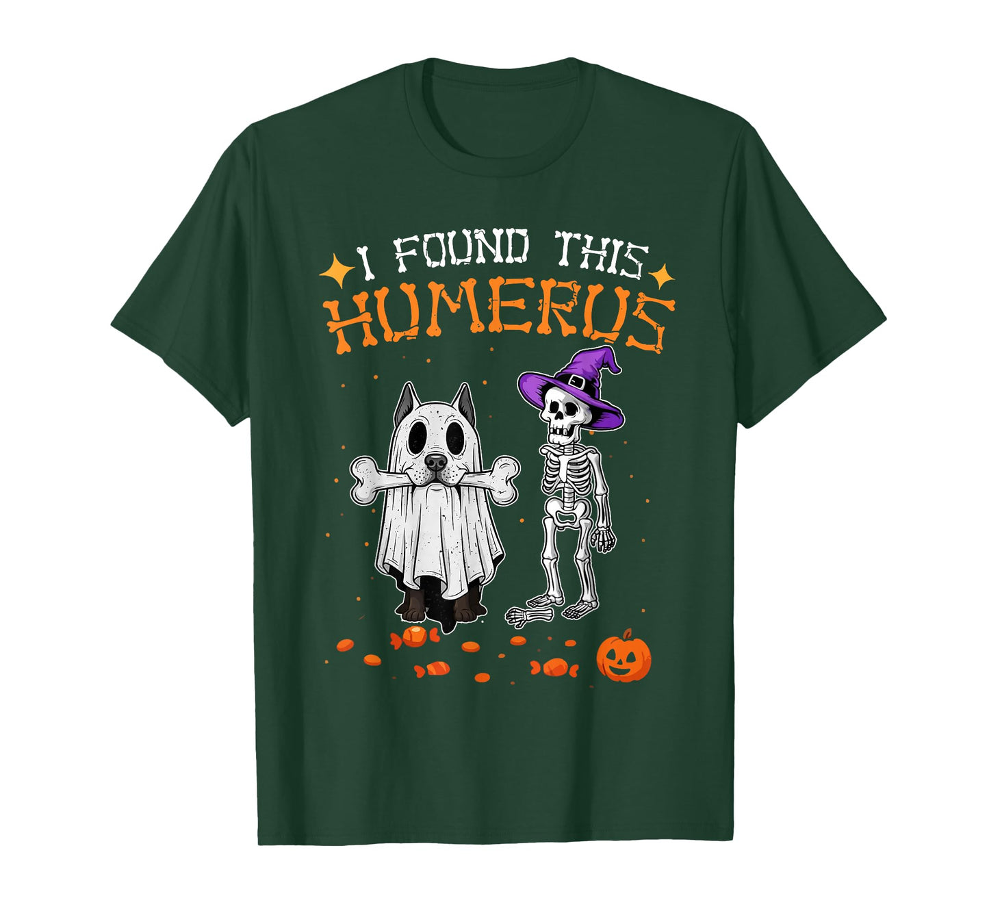 I Found This Humerus Funny Skeleton Dogs Halloween Costume T-Shirt