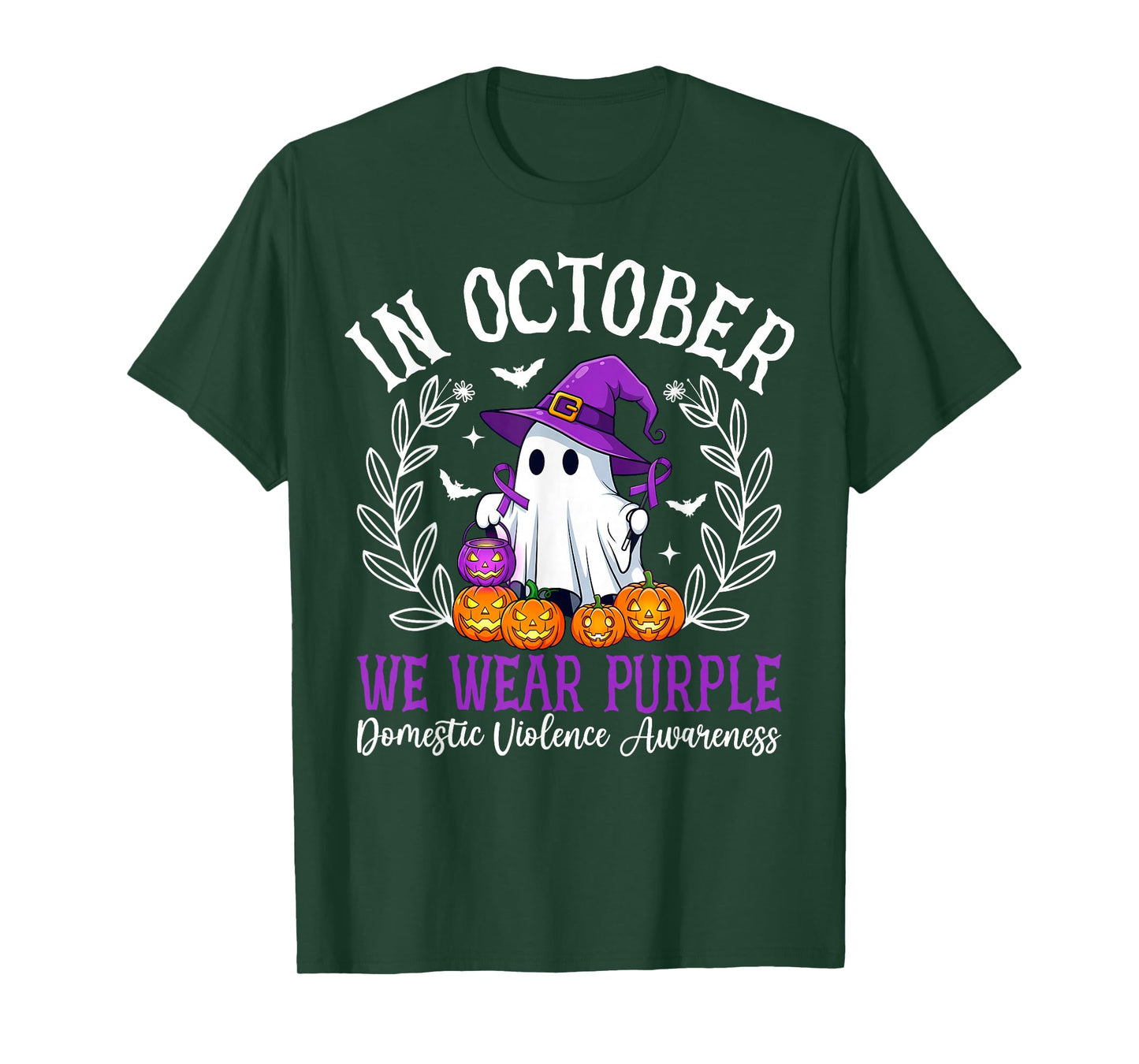in October We Wear Purple Domestic Violence Halloween T-Shirt