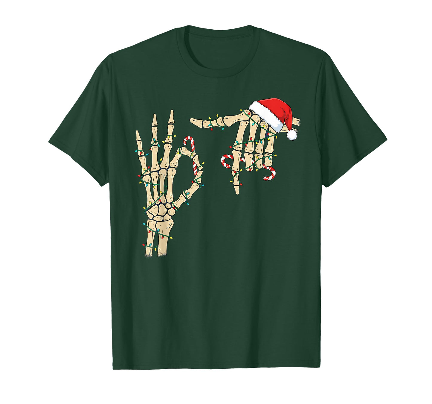 67 Six Seven Meme Skeleton Hand Christmas Santa Hat T-Shirt