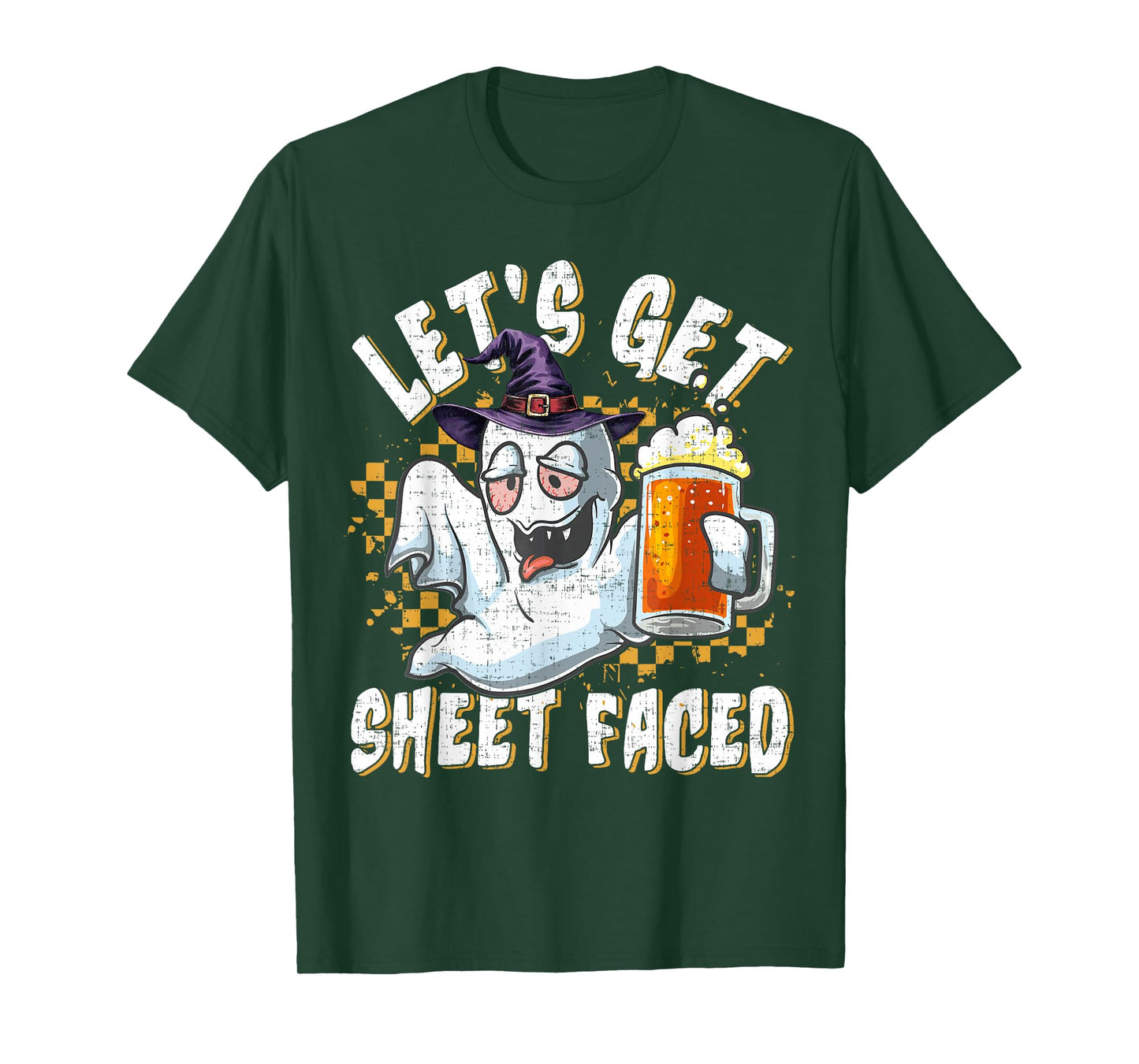 Let's Get Sheet Faced Funny Ghost Beer Halloween Party T-Shirt
